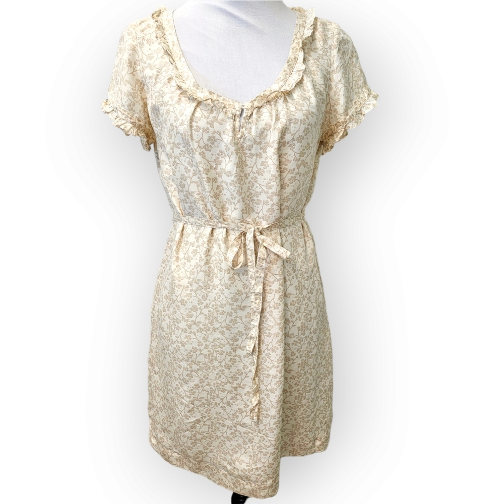 Old Navy Mini Silk Dress Ruffle Scoop Tie Waist Size M